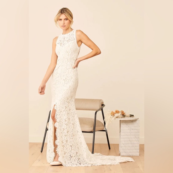 Lulus Love Everlasting White Lace Mermaid Maxi Wedding Dress Open Back Floral S - Picture 8 of 9